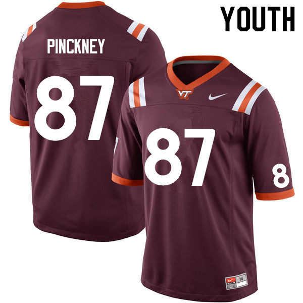Youth #87 Jacoby Pinckney Virginia Tech Hokies College Football Jerseys Sale-Maroon